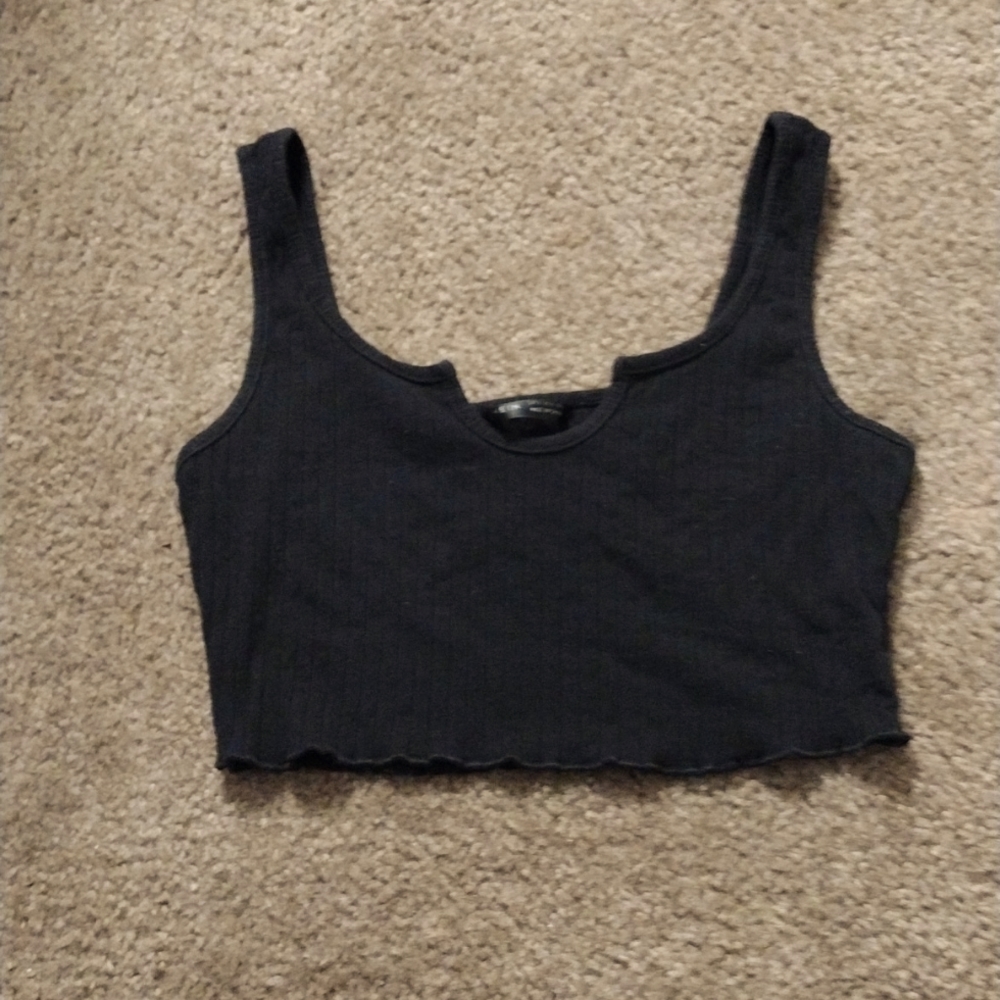 Black Shein U-Neck Cropped Tank Top